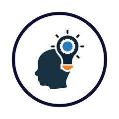 man, head, light, bulb, gear, light bulb, Creative Solution icon