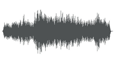 Oscilloscope audio sound waveform - black and white simple symbol silhouette of sound wave, vector illustration