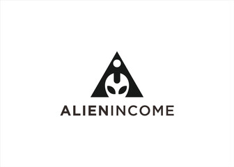 Fototapeta premium letter a with alien logo design vector silhouette illustration