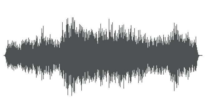 Oscilloscope audio sound waveform - black and white simple symbol silhouette of sound wave, vector illustration