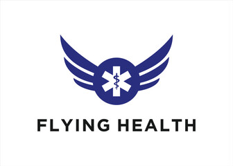 hospital with wings logo design vector silhouette illustration