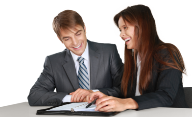 Two Laughing Employees - Isolated