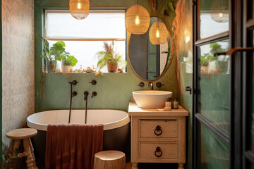 Bathroom with green walls