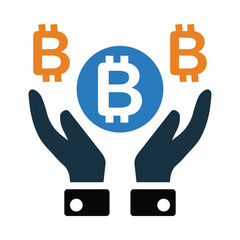 Bitcoin, digital currency, hand, bitcoin fund, cryptocurrency on hand icon