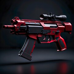 Red gun on a black background