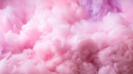 Colorful pink fluffy cotton candy background, soft color sweet candyfloss, abstract blurred dessert texture Generative AI - obrazy, fototapety, plakaty