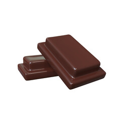 black chocolate bar 3d illustration render isolated icon