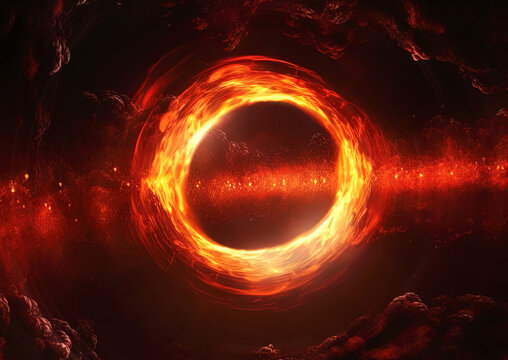 a circular effect with abstract red and burn lighting.