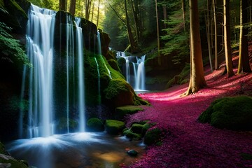 waterfall in the forest generated with AI