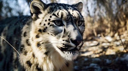 Obraz premium The Majestic Snow Leopard in its Natural Habitat. Generative AI