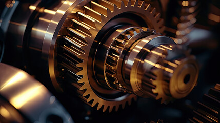 Obraz na płótnie Canvas Close up of tetallic gears and auto parts