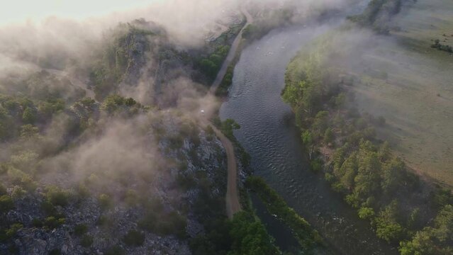 Early morning view of Arkansas River at Buena Vista Colorado 