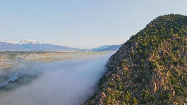 Early morning view of Arkansas River at Buena Vista Colorado 