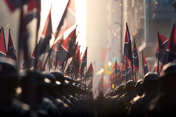 National Liberation Day of Korea. August 15. South and North Korea, freedom, liberty, army, memorial day, patriotic, Korean flag, camouflage, soldier, independence movement. Generative AI