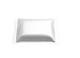 blank white plastic and silver metallic foil bag for packaging design. Mockup template, transparent png