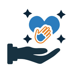 together, hands, friendly, Gesture, hand, heart, donation charity volunteer help icon