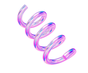 3d holographic geometric shape spiral. Metal simple figure for your design on isolated background. 3d rendering illustration.