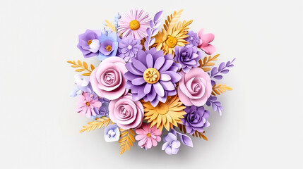 3D animierter Blumenstrauß mit schönen Farben (Generative AI)