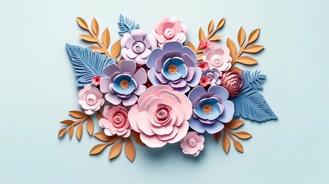 3D animierter Blumenstrau&szlig; mit sch&ouml;nen Farben (Generative AI)