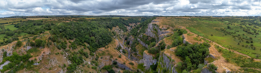 Fototapeta na wymiar Cheddar gorge somerset england uk from the air drone 
