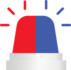 A flashing beacon. A simple image. White, gray, blue and red colors are used. Vector illustration.
