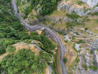 Cheddar gorge somerset england uk from the air drone
