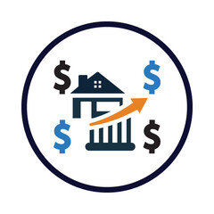 home, house, money, dollar, growth, graph, chart, house market growth icon