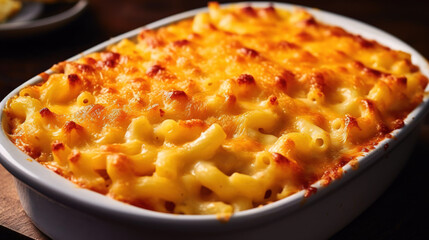 A bowl of creamy macaroni and cheese.