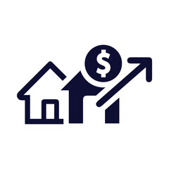 home, house, money, dollar, growth, graph, chart, house market growth icon