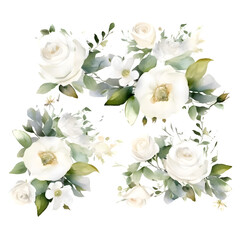 Beautiful vector card with watercolor roses and eucalyptus.