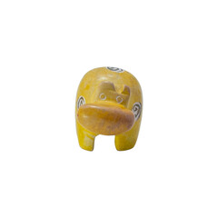 Handcrafted Soapstone Hippo Yellow (Face) Isolated on Transparent Background
