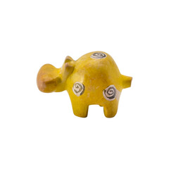 Handcrafted Soapstone Hippo Yellow Isolated on Transparent Background