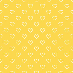 Yellow Seamless heart pattern background.Simple heart shape seamless pattern in diagonal arrangement. Love and romantic theme background.