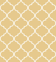 Moroccan Lattice Seamless Pattern in Beige pastelModern Elegant Backgrounds. Classic Quatrefoil Trellis Ornament.