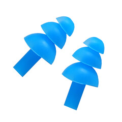 Ear plugs isolated on transparent background. Blue Silicone earplugs