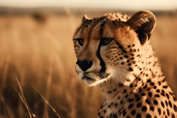 Obraz premium Cheetah in the Tropical Grasslands. Generative AI