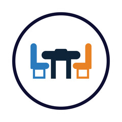 table, chair, restaurant chair and table icon