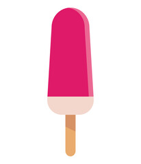 Yellow ice lolly on white background, flat vector illustration. Yummy ice cream fruit popsicle, summer time concept. Lemon Icecream icon,dessert illustration, vector sweet summer sign symbol.	