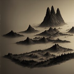 Photo of majestic mountain range in stunning black and white
