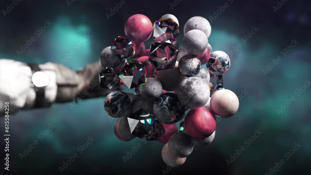 Aufkleber 3d visualization of space objects grouped together under the force of gravity. planets. the astronau