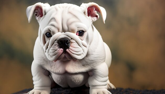 Cute picture of a white bulldog puppy