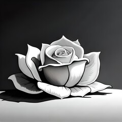 ai generated black and white rose in a hand drawn style