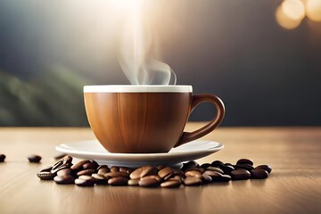 ai generated steaming cup of coffee image