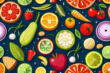 ai generated fruit and vegetables vector collection