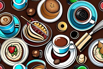 ai generated café items vector illustration 