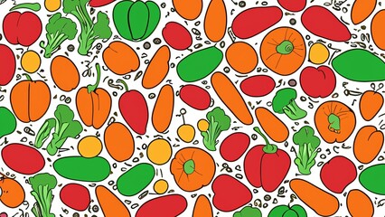 ai generated fruit and vegetables vector background image