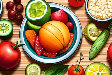 ai generated fruit and vegetables vector
