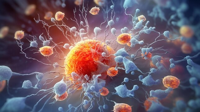 Thousands of tiny bacteria cells, forming into a beautiful organic shape, translucent