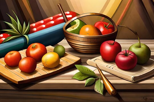 ai generated fruit and vegetables vector image
