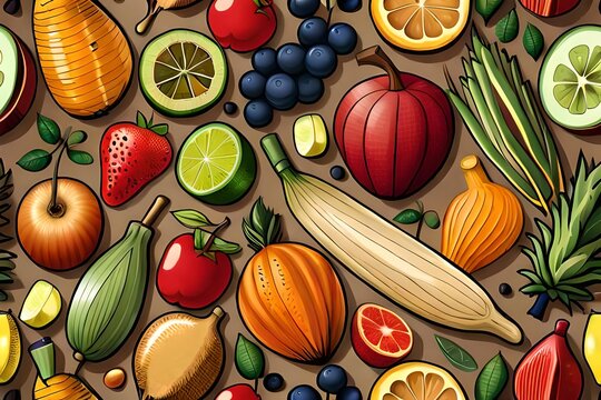 ai generated fruit and vegetables vector collection